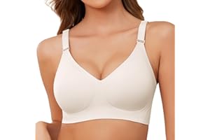 Lonya Bras for Women Push Up Seamless Non Wired Support Full Coverage Ladies V Neck Wireless Bra Comfort Adjustable Padded Zero Feel Bralettes