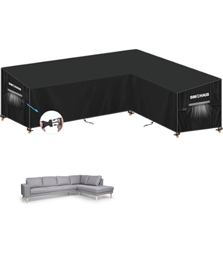 Funda Impermeable Para Sofá De Jardín En L - Tela Oxford 420D, Negra, Medidas 210x260x76 Cm | Patio Plus