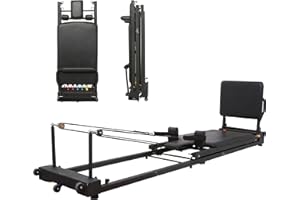Latona ® Foldable Pilates Reformer Machine | Fold Up Bed for Beginners Home & Studio Use | Aeropilates Gym Equipment for Exercise Fitness Workout | Head & Body Cushion for Support