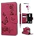 Produktbild Lenovo K6 Hülle Leder Case,KASOS Lenovo K6 Handyhülle Brieftasche Book Type PU Leder +TPU Innere Tasche Bunt Gemalt Magnetverschluss Ledertasche Cover, Rose rot + Touch Pen + Stöpsel Staubschutz