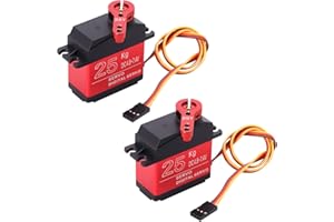 QIQIAZI Servomotor 25KG,2 Stücke Servo Digital Metal,Servo Motor Digitaler Servomotor RC Servo 180° für RC Flugzeug Hubschrauber/RC Auto Boot für Arduino