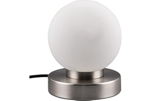 RL LIVE YOUR LIGHT Reality Leuchten Tischleuchte Prinz II R54011001, Metall Nickel matt, Glas weiß, exkl. 1x E14, On/Off Touch
