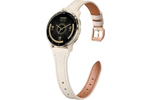 TUCOMO 18 mm smalt läderarmband kompatibelt med Garmin Venu 4 41 mm/Venu 3S/ 2S/Vivoactive 4S/ Vivomove 3S, tunt smalt mjukt