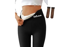 Cemssitu Soft Clouds Fleece Leggings for Women Winter, Casual Warm Winter Solid Pants, Plus Size Fleece Lined Leggings