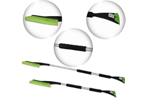 AGORA-TEC Rasqueta telescópica y escoba de nieve de Agora Tec®, extra largo para coche, camión, bus. Longitud máx.:1,20 m.