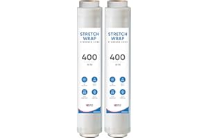 UK SUPPLIES LIMITED 2 Rolls Clear Stretch Shrink Wrap (All Pack Sizes) 400mm x 250m x 23 Micron Strong Heavy Duty Packaging Cling Film Tear Resistant Water & Moisture Proof Multi Use Pallet Wrap