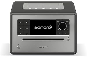 sonoro Elite Internetradio mit CD-Player (FM, DAB Plus, Podcasts, Spotify, Amazon Music, Deezer) Matt Graphit