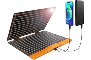 Ładowarka solarna 20 W, FlexSolar panel słoneczny, składany, 2 porty (USB-A, USB-C), przenośny, lekki panel awaryjny ETFE, wodoszczelność IP67, wędrówki, kemping, do telefonów komórkowych,