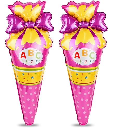 Ballons Rentrée Scolaire – Lot De 6 Ballons Aluminium Décoratifs (bus, Cartable, Crayon, Pomme) – Gonflage Hélium Ou Air – Réutilisables