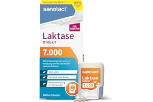 ‎SANOTACT sanotact Laktase 7.000 DIREKT (90 Mini Laktasetabletten) • Laktose Tabletten für jeden Tag • Bei Laktoseintoleranz, Laktose- & Milchunverträglichkeit • Schnelle Einnahme ohne Wasser