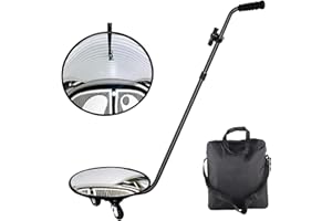 VINGVO Miroir D'inspection Télescopique, Miroir Rond de 11,8 Pouces sur un Bâton, Miroir Extensible jusqu'à 47 Pouces, Miroir D'inspection à 360 °, Tête Pivotante Télescopique avec