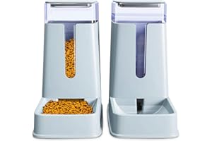 HIPIDOG Comedero automático para Gatos y dispensador de Agua para Gatos en Juego de 2 Paquetes de alimentador automático para Perros y dispensador de Agua para Perros pequeños, Cachorros, Gatitos