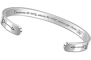 FCZIVA Bracelets Manchettes Citation Gravé Motivationnel Réglable Femmes Hommes Ami Anniversaire Cadeaux Fils Fille Inspirante Bijoux Frère Soeur Graduation Noël Femme Mari Couples Saint-Valentin