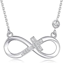 BlingGem Kreuz Halskette Aus 925 Sterling Silber – Mit Zirkonia, 48 Cm, Religiöser Schmuck Für Damen