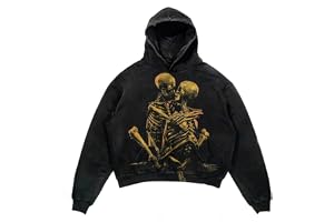 Sybnwnwm Gotisk huvtröja dödskalle blast kors grafisk tröja retro Y2K grunge huvtröjor streetwear pullover
