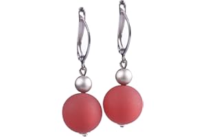 Adi Modeschmuck Ohrringe 'Mara', leichte Klappbrisur mit einer Polaris- und einer metallic lackierten Acrylperle in vielen attraktiven Farben, handgefertigt in Berlin