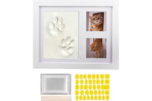 Vaileal Cat and Dog Pet Paw Print Kit with Clay, Photo and Pet Paw Print Kit, Dog Paw Print Kit Pet Memorial Photo Frame, Dog Picture Frame Photo Pet Paw Print Kit for Pet Lovers and Memorials