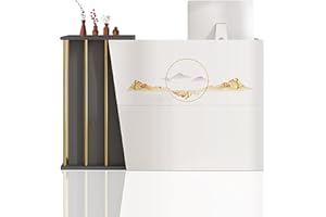 GAOXIAO Bancone Reception Negozio, Bancone Cassa per Negozio Angolare Centro Estetico con Cassetti, Scrivania Salvaspazio Spazio di Archiviazione, Reception Estetica Piccola per Uff A 140 cm