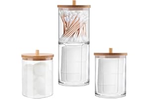 RobLuX 3-Teiliger Wattestäbchen BehäLter,Wattepadspender Mit StaubschutzhüLle,Wattepads-Aufbewahrung,Geeignet Zur Aufbewahrung Von Wattestäbchen,Ohrstäbchen,Wattepads und Ohrstäbchen