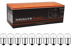 ‎HOALTE HOALTE - Glühbirne für Autolampen - 10er Pack R10W, BA15s, Clear, 12V, 10W, Homologation, Kfz-Werkstätten und Service, Hervorragende Lichtausbeute