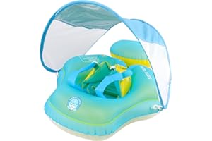 Octonyluck Bouée de natation pour bébé avec pare-soleil amovible UPF50+, aide à la natation pour la piscine, flottant, siège de sécurité réglable, pour enfant de 6 à 36 mois