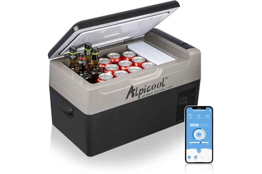 Alpicool G22 22L Compressor Car Fridge Freezer, DC 12v Camping Refrigerator, Portable Mini Cool Box for TruckCampervanRVBoat, -20℃ to 20℃