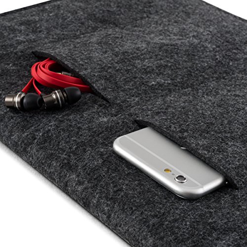 kwmobile Laptoptasche Filz Sleeve für 11″ 11,6″ Laptop Notebook – Notebook Tasche Schutzhülle Laptop Case Hülle in Dunkelgrau mit Innentaschen Innenmaße: ca. 33,4 x 24,0 cm - 4