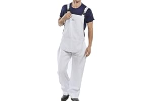 Islander Fashions Mens Cotton/Polyester Drill Bib and Brace Adult Painter Dungarees Work Trousers Overalls Waist 32 to 48 Inches