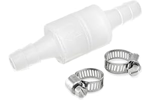 DEVANTIA Durchmesser 6mm Inline Rückschlagventil - Verbessert Kunststoff Rückschlagventil mit Klemmbändern für Aquarium Wasser Flüssigluft Kraftstoff Gas, für Waschmaschinen Trockner (6mm)