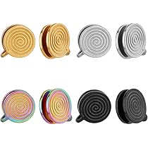 10 Orecchini A Pressione In Acciaio Inox 304 Per Cheloidi - 5 Colori (Nero, Oro, Argento, Oro Rosa, Iridescente) - Regolabili, Senza Foro, A Spirale Per Donna E Uomo