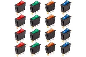 RUNCCI-YUN 16 pezzi Lnterruttore Mini Barca AC 16A / 250V 30A / 125V ON-OFF 2 posizione 3 Pin SPST Interruttore a Bilanciere per Auto, Barca, Elettrodomestici