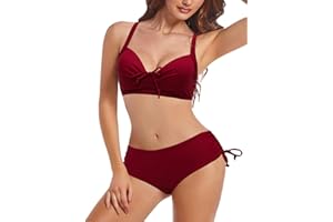JFAN Traje De Baño Mujer Dos Piezas con CordóN Bikinis Mujer Push Up Conjunto De Bikini De Flores CláSicas