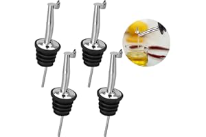 Lynlon Flaschenausgießer mit Klappe | Ausgießer [ 4 Pack ] Edelstahl 304 für Wein Schnaps Olivenöl Kaffee Sirup Essig Flaschen Kunststoffkorken Öl-Ausgießer
