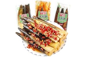 WASAILUO Hand peeled bamboo shoots ，Pickled pepper Crispy Bamboo shoots,spicy chinese snack,fresh mountain pepper bamboo shoots,spicy strips，Vegetable snacks (Spicy Taste,1 pack)