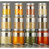 XMART INDIA 12-Piece Airtight Storage Container Set with 12 Free Spoons Unbreakable Plastic 1200Ml, 650Ml & 350Ml Storage Org