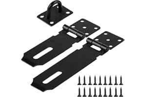 ALAHUGYEF 2 Pz Lucchetto Hasp in Acciaio Inox, Chiusura a Viti Hasp, Lucchetto a Gancio di Sicurezza da 127 mm/106 mm per Armadietti, Cancelli, Capannoni, Serratura Porta Interna Esterna (Nero)
