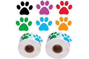 Bkrdty Adesivo Zampa Cane 2 Rotolo da 1000 Pezzi Adesivi con Stampa Zampa Colorata Cane Gatto Orso Animale Domestico Impronta di Zampa Adesivi Etichette per Decalcomanie della Parete