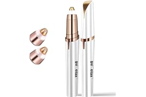 ‎GURELAX Gurelax Electric Eyebrow Razor, Eyebrow Trimmer Epilator, USB Rechargeable, Eyebrow Epilator with 2 x Replacement Heads, Women's Razor for Eyebrows, Face, Lips (White-2 Heads)