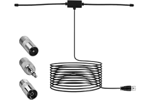 CJMUQHEHH Antenne FM Dab Radio 75 Ohms Dipôle avec Connecteur Type F, 3 Adaptateurs, Câble d’Extension de 3m pour Radio FM/Dab, Compatible avec Chaînes Stéréo, Récepteurs AV et Antenne Dab Voiture