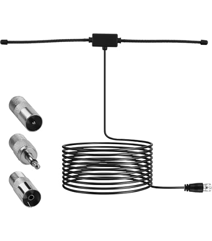 Alnicov UKW-Zimmerantenne Drahtantenne T-Kabel Mit 75-Ohm F-Transformator Adapter
