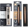 Parker Jotter Anti Microbial Stainless Steel Ball Pen (Ink - Blue) Vector Standard Chrome Trim Ball Pen (Ink - Black)