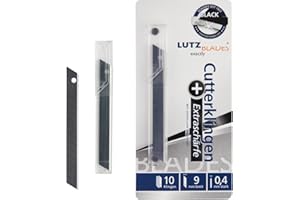 LUTZ BLADES EXACTLY LUTZ BLADES - Lame professionali per taglierino, misura piccola, 9 mm, 0,5 mm, extra affilate e precise, per cutter, tappeti, lavori in pelle, carta da parati bagnata, lamine di ricambio