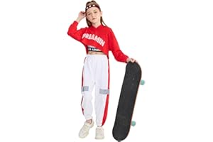 LOLANTA 3-Piece Girls Stylish Hip Hop Clothes, Kids Graphic Hoodie & Trousers Clothes Set Match Cropped Tank Top, 6-15 Years