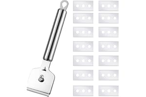 melebellot Edelstahl Ceranfeldschaber, Glasschaber mit 14 Ersatzklingen, Herdglasschaber für Ceranfelder, Schaber Ceranfeld für Kochfelder und Backofen& Glasschaber Fenster