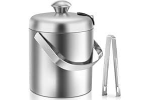 SAILNOVO Double bac à glaçons en acier inoxydable avec couvercle et pince, seau à glace isotherme