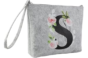 Blisswave A-Z Personalisierte Kosmetiktasche, Geschenke für Frauen, Mütter und Freund, Mädchen, Elegantes und Hübsches Rosa Blumenmuster, gefühlt Schminktasche mit Initialen Namen
