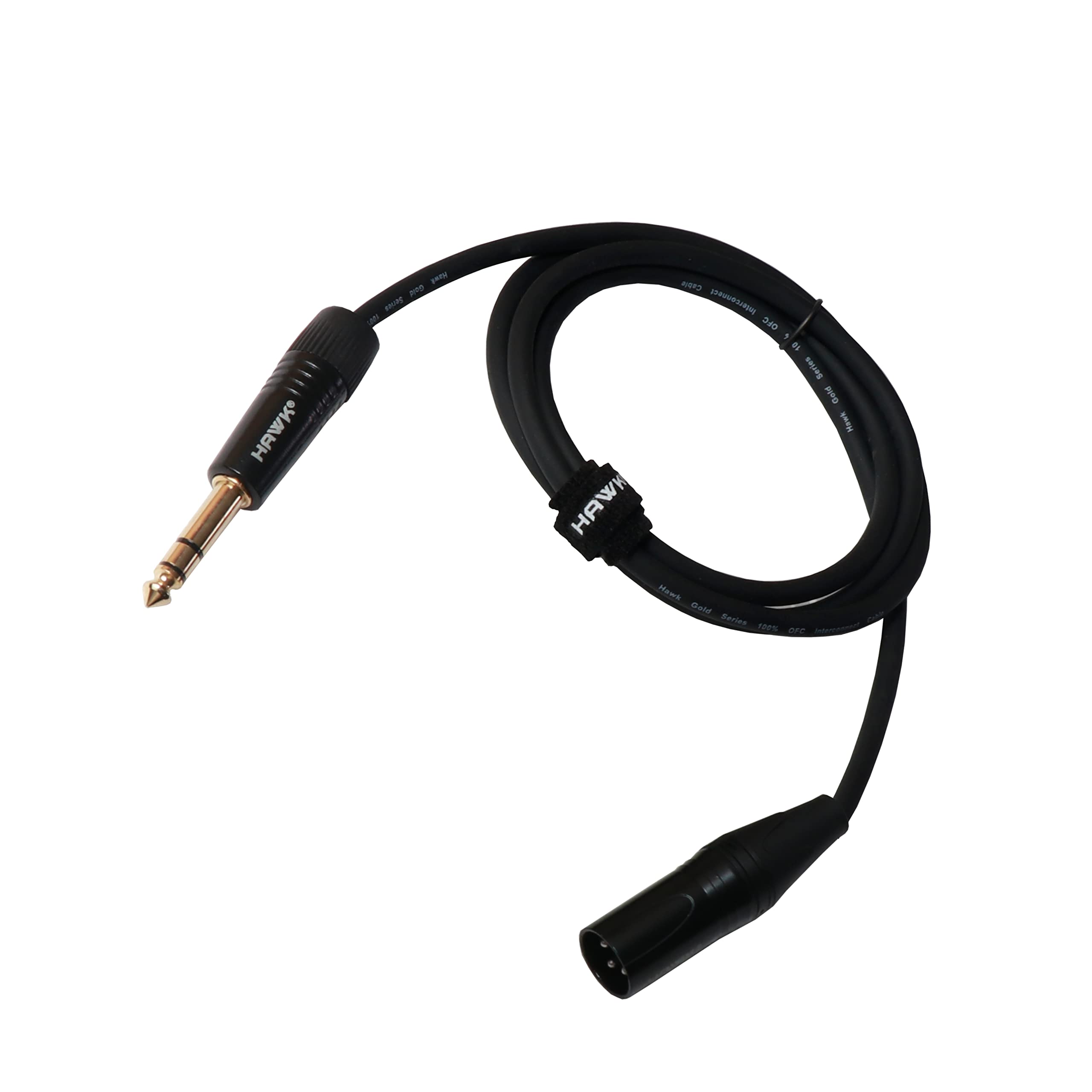 Diginex Hawk Proaudio Sxsg005 Monitor Gold Series 6.35Mm Trs Male To Xlr Male Balanced Interconnect With Cable Tie (Black, 1.5 Meters)