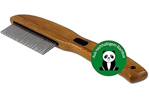 BAMBOOM BAMBOO GROOM Rotating Pin Comb I Kamm mit 41rotierenden Pins I Hundebürste für langes & lockiges Fell I Bürsten zur Fellpflege aus Bambus I Unterfellbürste I Bürste für Katze & Hund