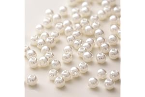 HERZONE circa 2000 perline color avorio per fai da te, 6 mm, rotonde, per creazione di gioielli, artigianato, decorazioni (bianco crema - 6 mm)