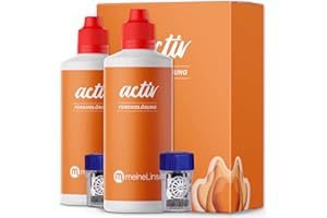 ‎MEINELINSE meineLinse activ Peroxidlösung Doppelpack 2 x 360ml + 2 Behälter - für die schonende Reinigung weicher & formstabiler Kontaktlinsen - konservierungsmittelfrei (2x 360ml + 2 Behälter)